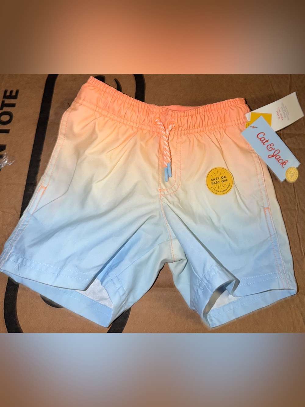 Target Cat & Jack Boys' Ombre Swim Trunks - Peach to Light Blue